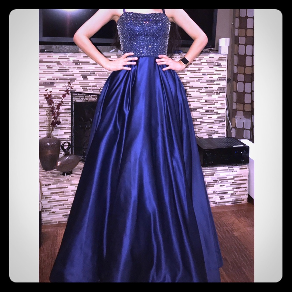 Strapless ball gown with beaded bodice